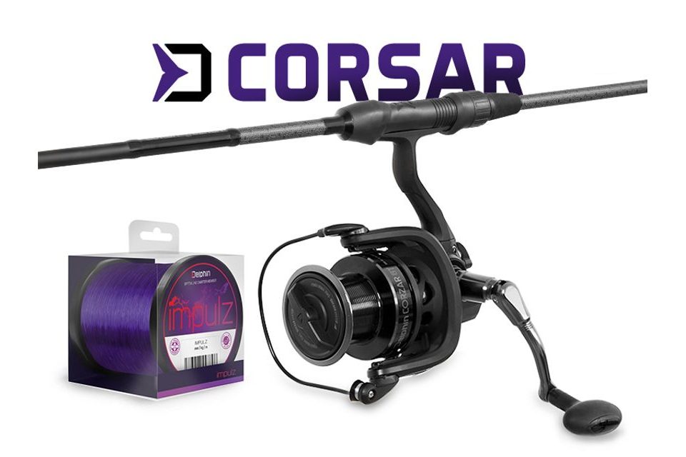 Delphin Kaprařský set CorsaBLACK Nero 3,6m 3lb 3díl + naviják CORZAR 8T + 0,30mm