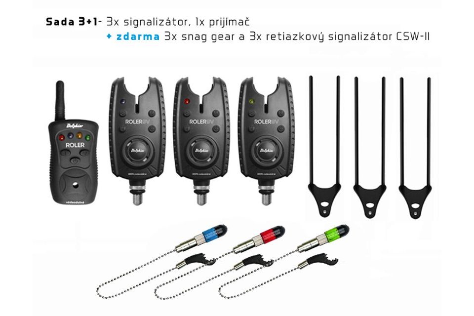 Delphin Signalizátor Roler 9V 3+1 + 3x Swinger + 3x Snag Ears