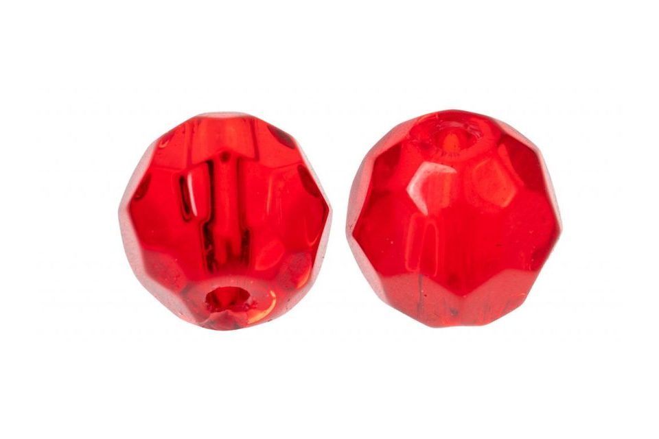 Zeck Skleněné korálky Faceted Glass Beads Red 10ks