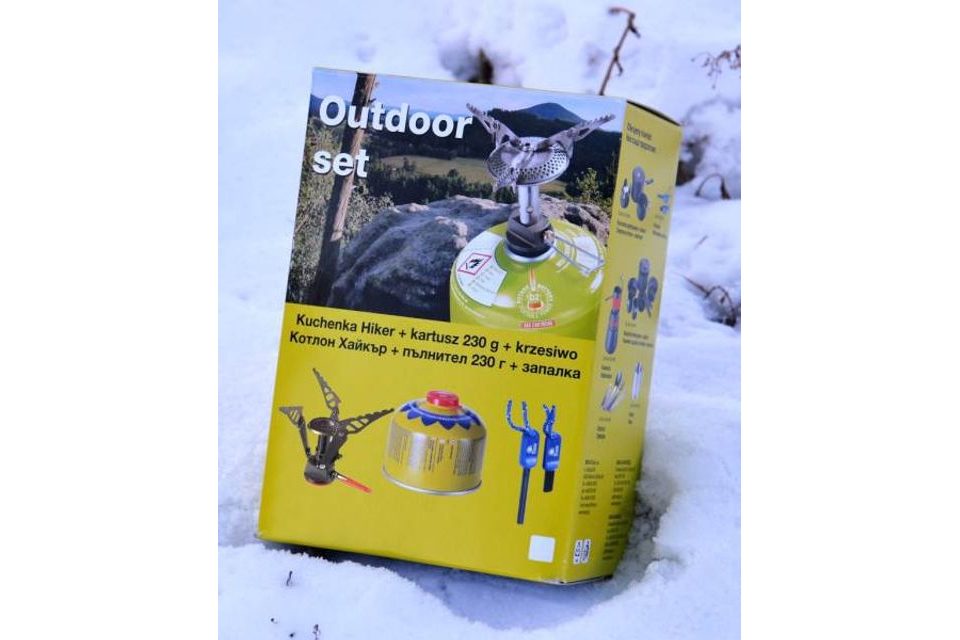 Meva Outdoor Set vařič Hiker, křesadlo, kartuš