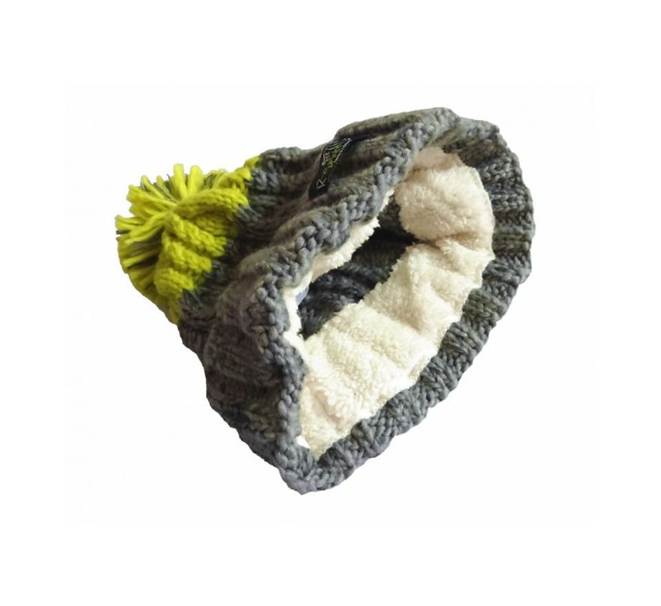 R-Spekt Kulich MAXI PomPom beanie šedý citron