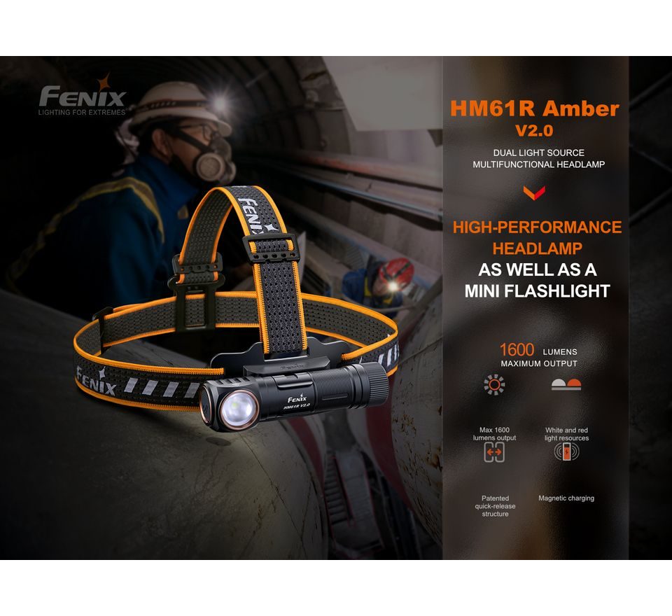 Fenix Nabíjecí čelovka HM61R Amber V2.0