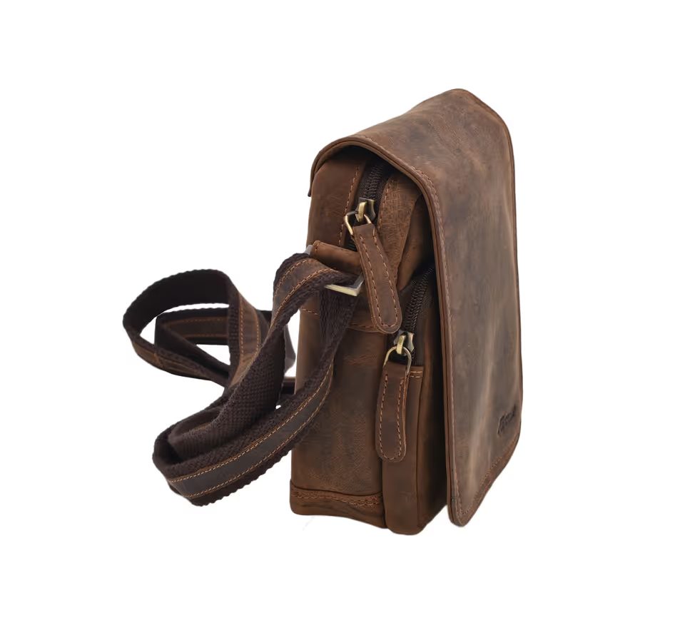 Mercucio Kožená taška přes rameno Crossbody Hunter kapr tmavěhnědý