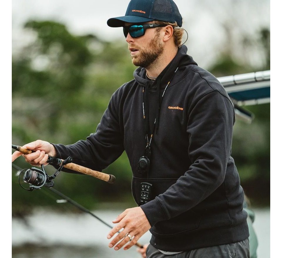 Grundéns Mikina Displacement DWR Hoodie Logo Anchor Black