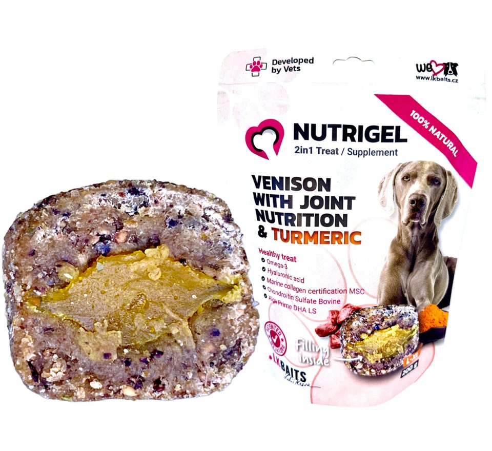 LK Baits Pet Pamlsek Nutrigel Dog Divočina s kloubní výživou a kurkumou
