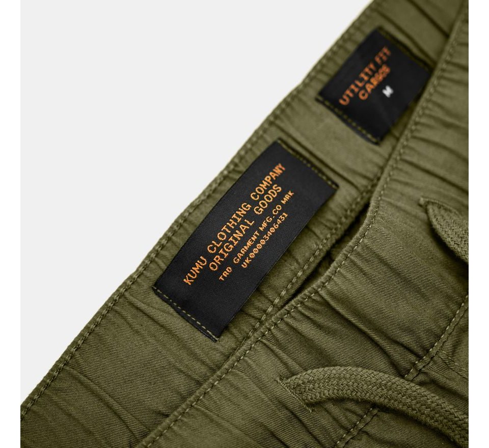 KUMU Lehké kalhoty Utility Cargos Khaki