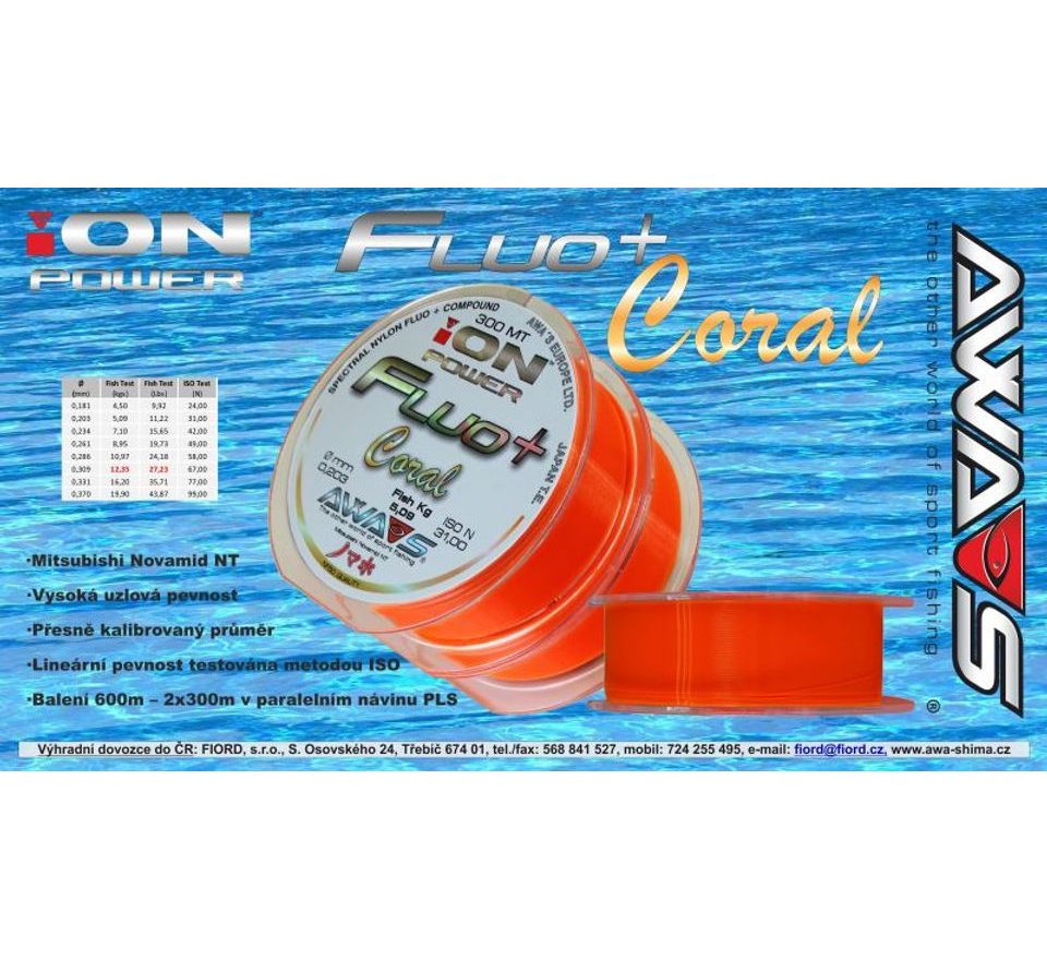 Awa-S Vlasec Ion Power Fluo+ Coral 2x300m