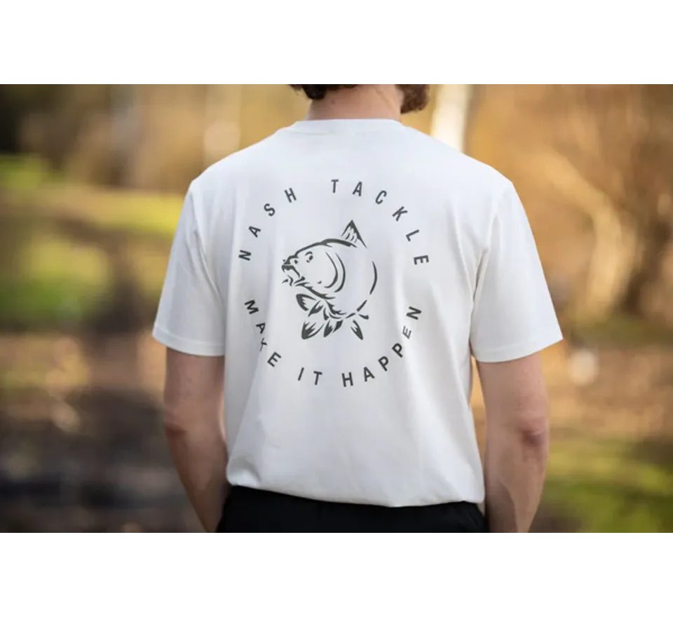 Nash Triko Make It Happen Carp Logo T Shirt Ecru