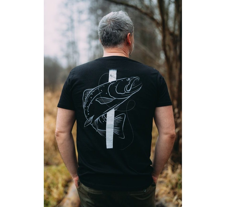 Giants fishing Tričko pánské černé Pstruh