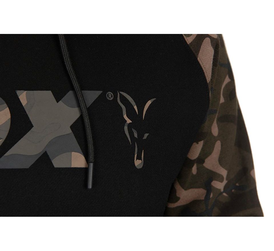 Fox Mikina Black / Camo Raglan Hoodie