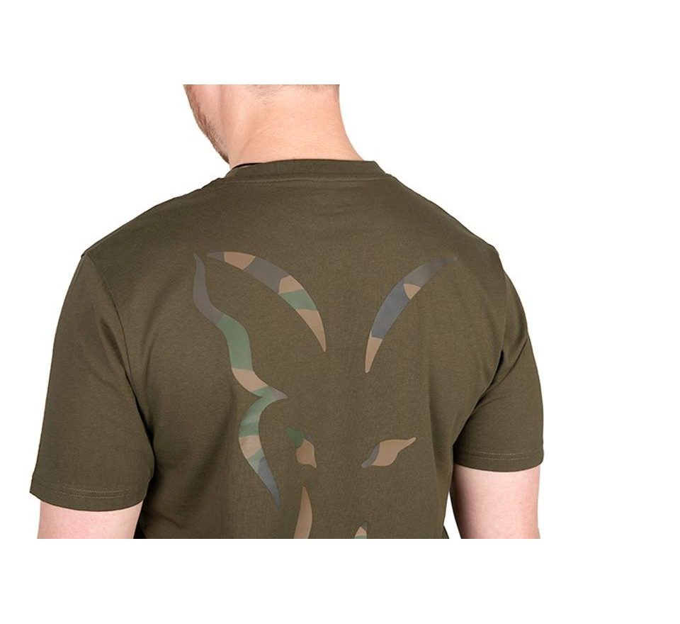 Fox Triko Khaki Head Logo T-Shirt