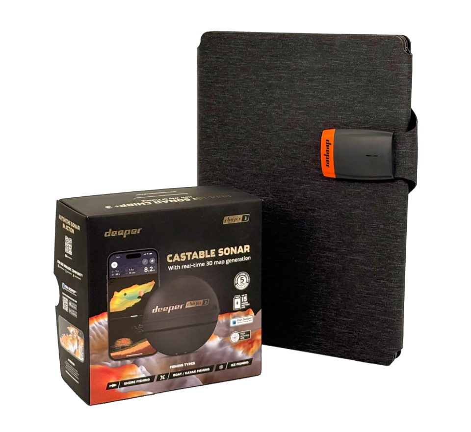 Deeper Nahazovací sonar Fishfinder CHIRP+ 3 Power Bundle se solární nabíječkou