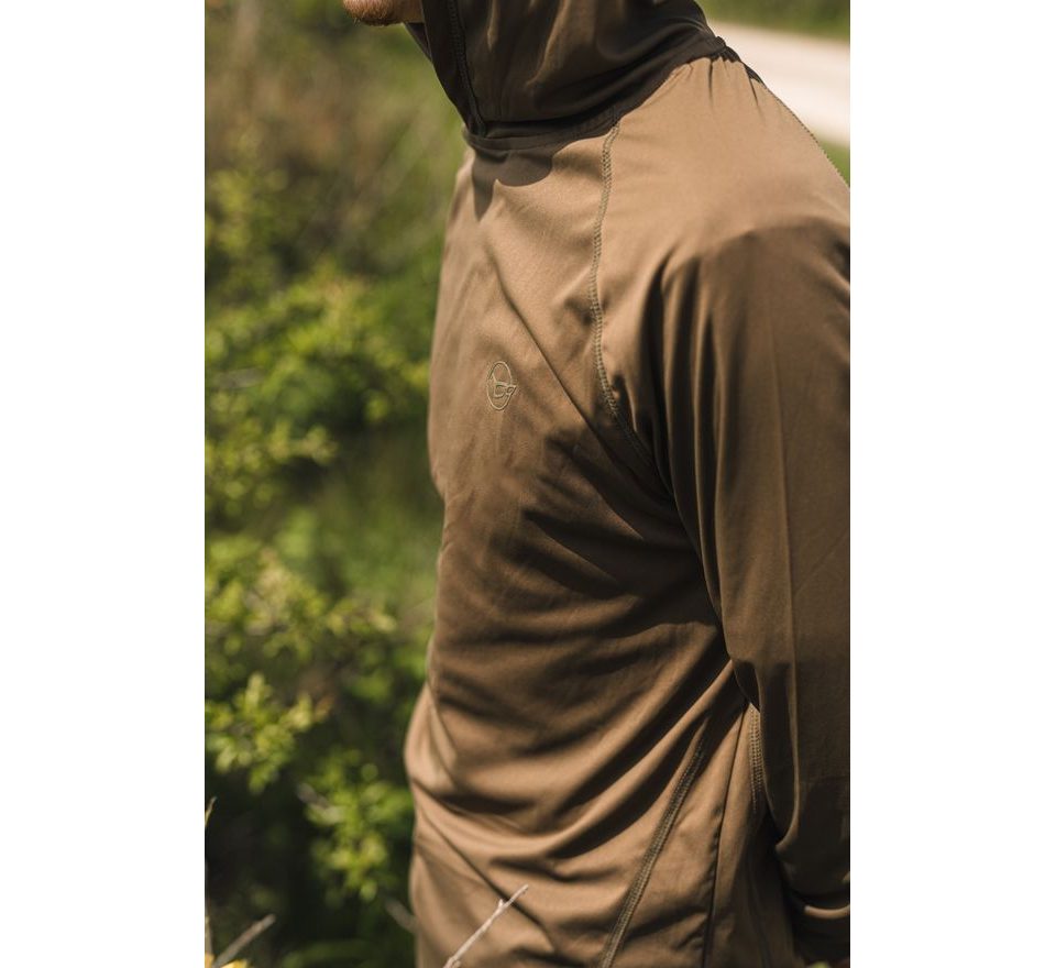 Korda UV triko UPF Hooded Top Dark Khaki