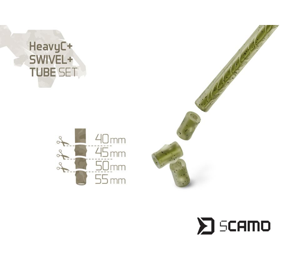 Delphin Set Převlek, obratlík a závěska sCAMO HeavyC + Swivel + Tube 5 setů