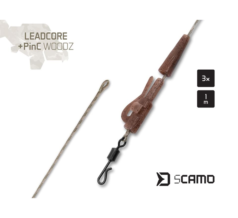 Delphin Návazec sCamo Leadcore + PinC Woodz 1m 3ks