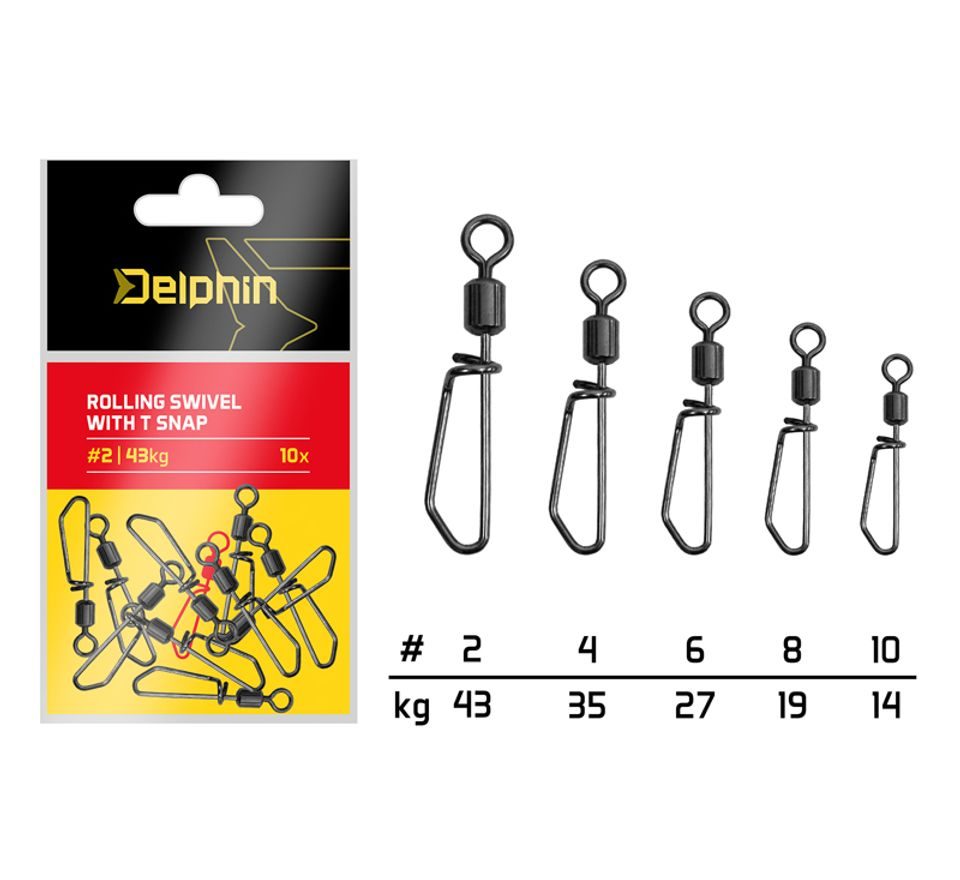 Delphin Karabinka s obratlíkem Rolling swivel with T snap 10ks