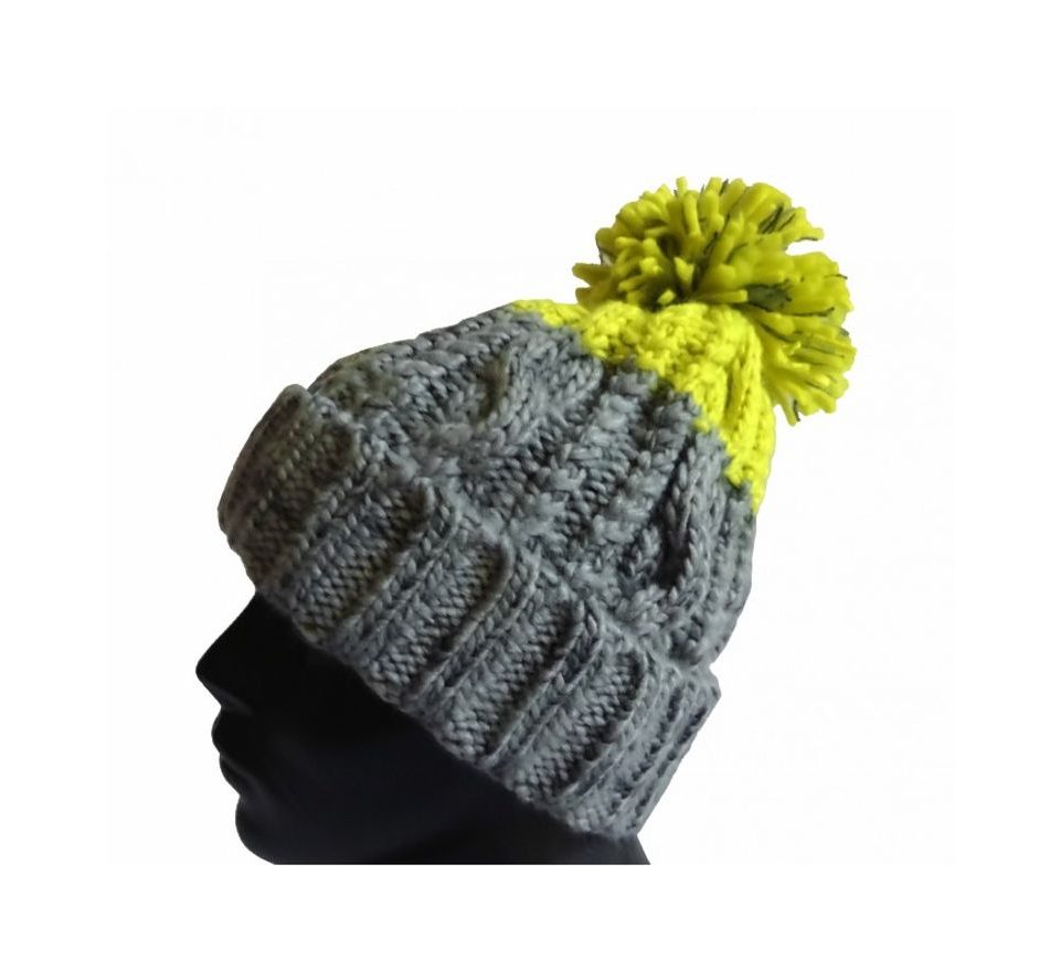 R-Spekt Kulich MAXI PomPom beanie šedý citron