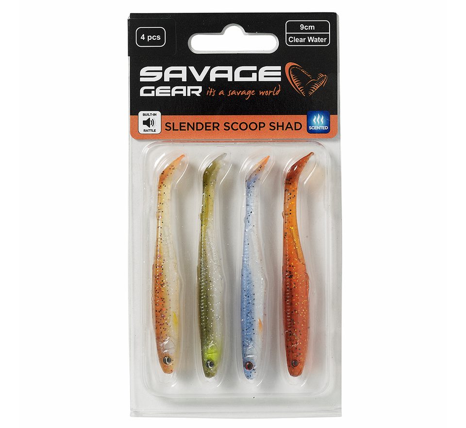 Savage Gear Gumová nástraha Slender Scoop Shad Clear Water Mix 4ks