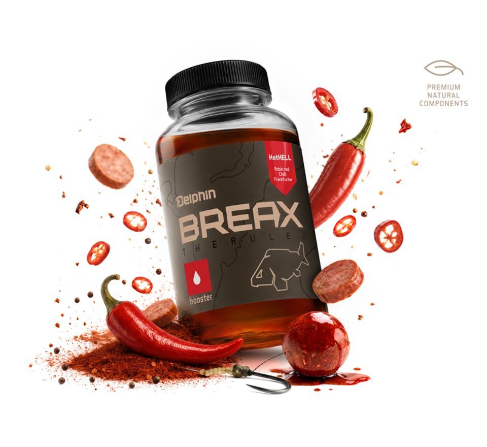 Delphin Booster BreaX/HotHELL Robin Red-Chilli-Fr.Klobása 250ml