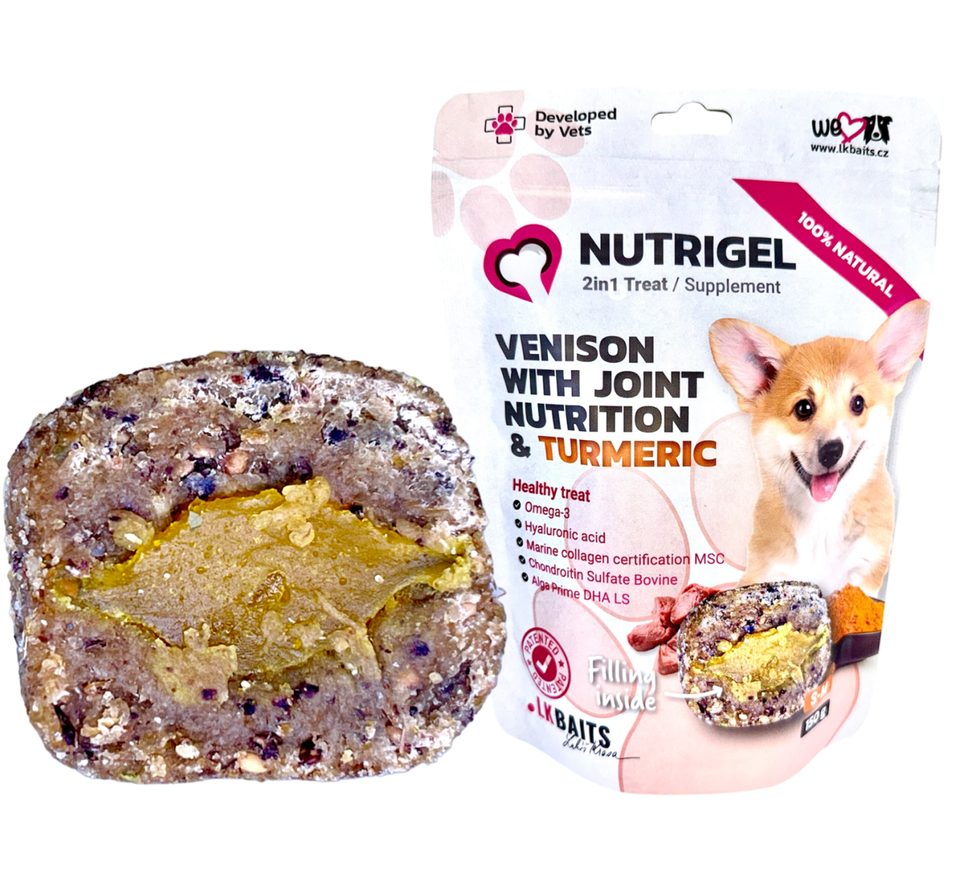 LK Baits Pet Pamlsek Nutrigel Dog Divočina s kloubní výživou a kurkumou