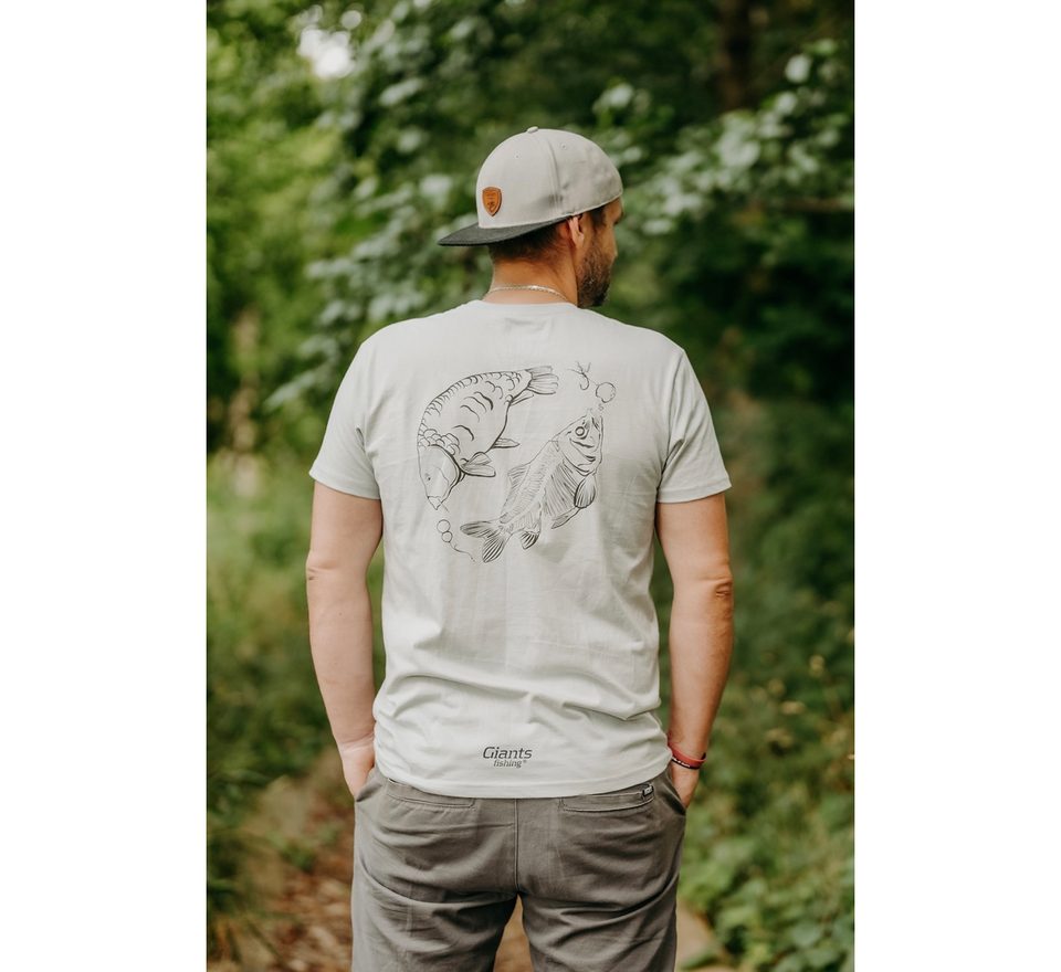 Giants fishing Tričko pánské šedé Kapr s kostrou