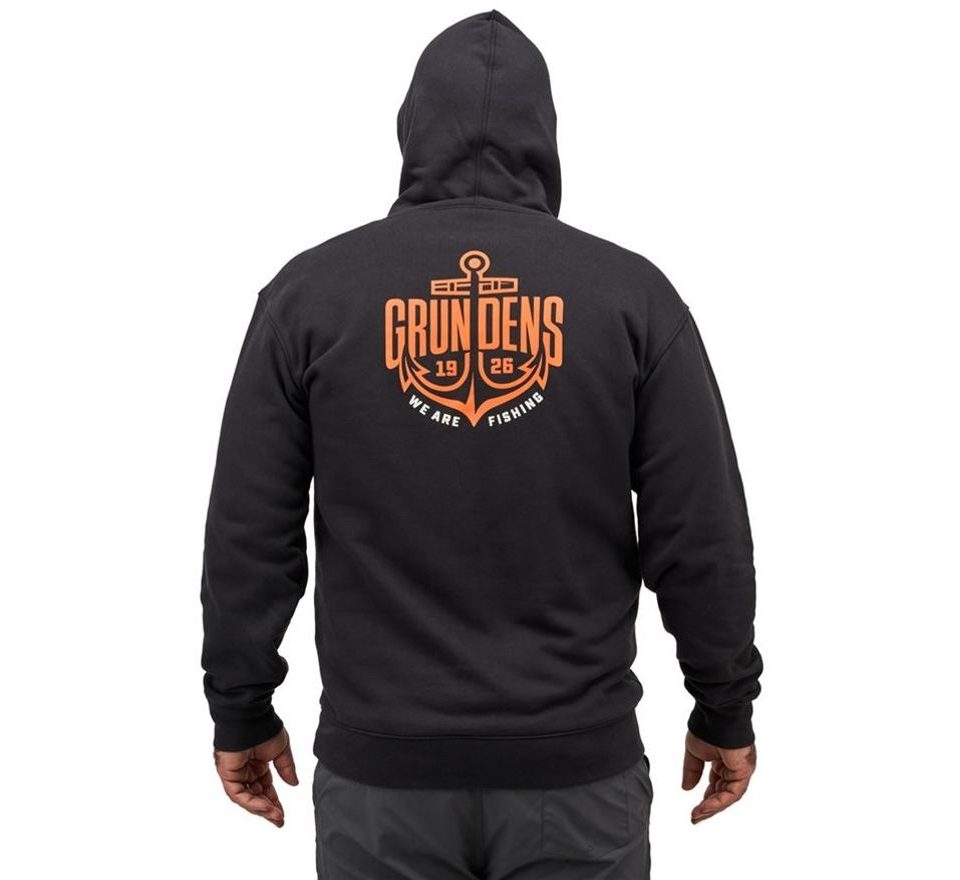 Grundéns Mikina Displacement DWR Hoodie Logo Anchor Black