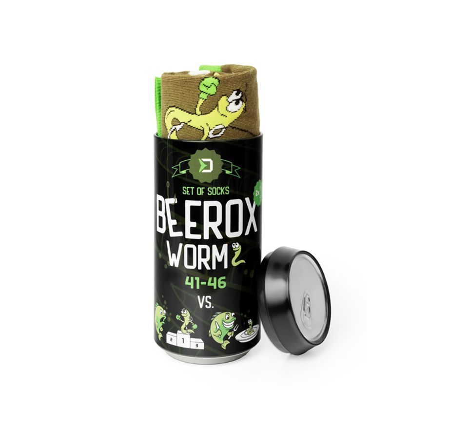 Delphin Set ponožiek v plechovke Beerox Worm 41-46 2 páry