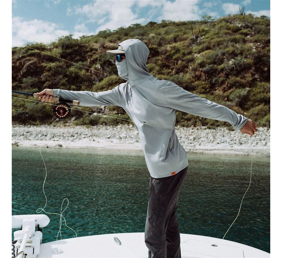 Grundéns UV Tričko Tough Sun Masked Hoodie Mist