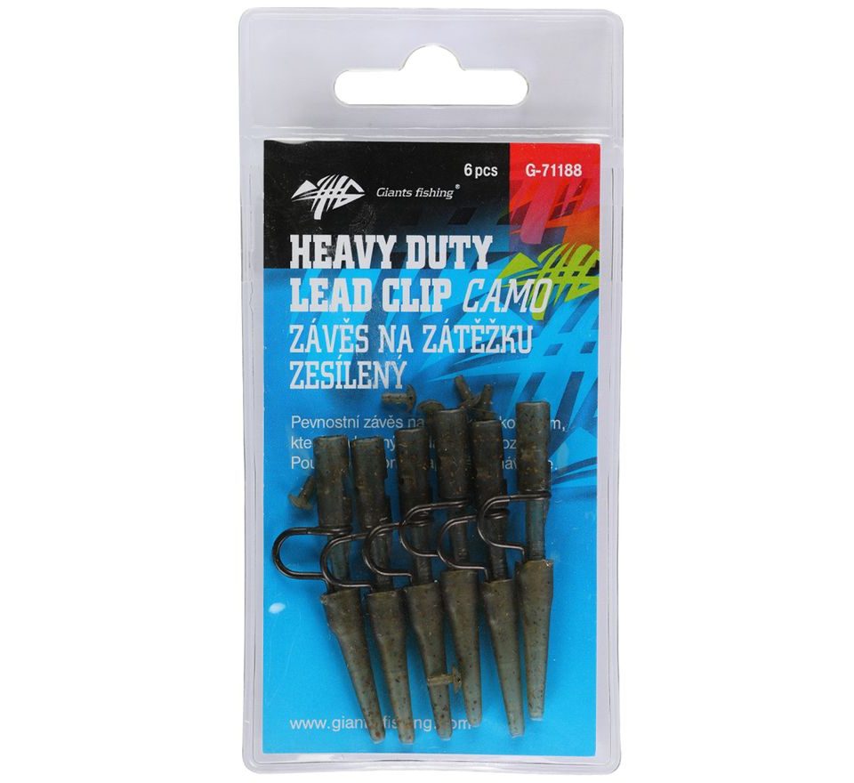 Giants fishing Závěs na zátěžku Heavy Duty Lead Clip with Pin Camo 6ks