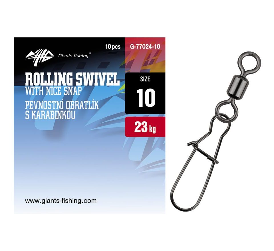Giants fishing Pev. obratlík s karabínkou Rolling swivel with nice snap 10ks