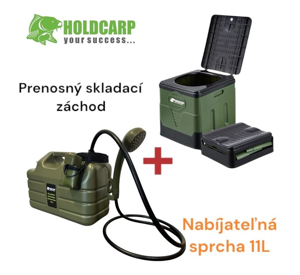 Holdcarp Hygienický Set Portable Toi + Rechargeable Camping Shower 11L