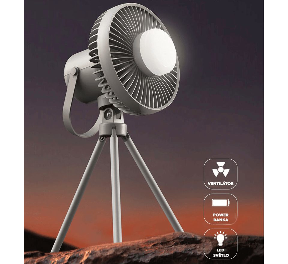 Boatman Multifunkční přenosný ventilátor se světlem a powerbankou 8000 mAh