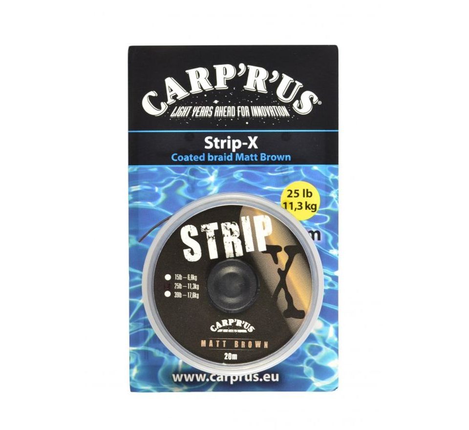 Carp ´R´ Us Potahovaná šňůrka Strip-X Matt Brown 20m