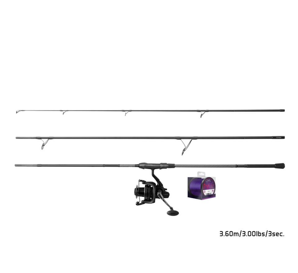 Delphin Kaprařský set CorsaBLACK Nero 3,6m 3lb 3díl + naviják 6T + 0,30mm