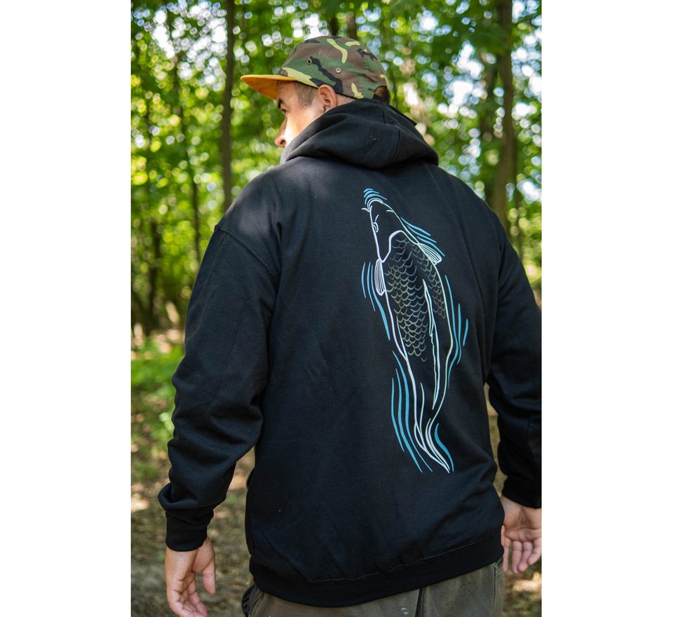 Giants Fishing Mikina pánská černá Kapr u hladiny