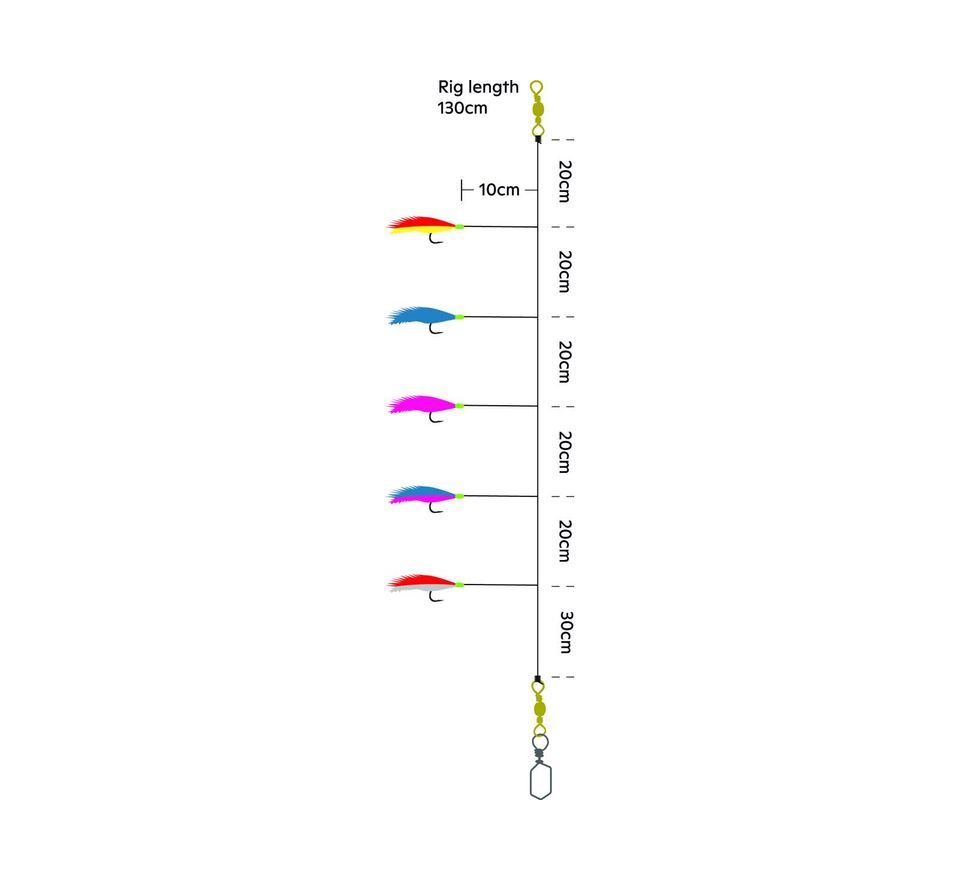 Kinetic Návazec Sabiki Rooster Tail vel.2/0 Multi Color