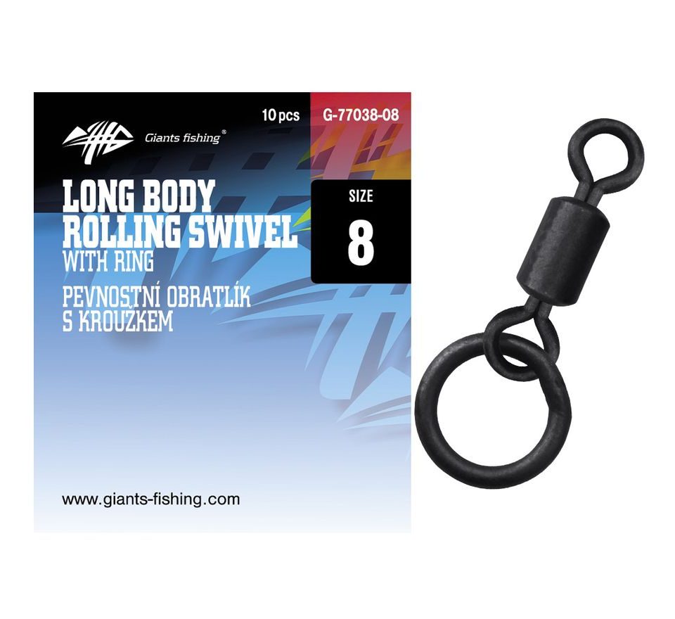 Giants Fishing Pevnostní obratlík s kroužkem Long Body Rolling Swivel with Ring 10ks
