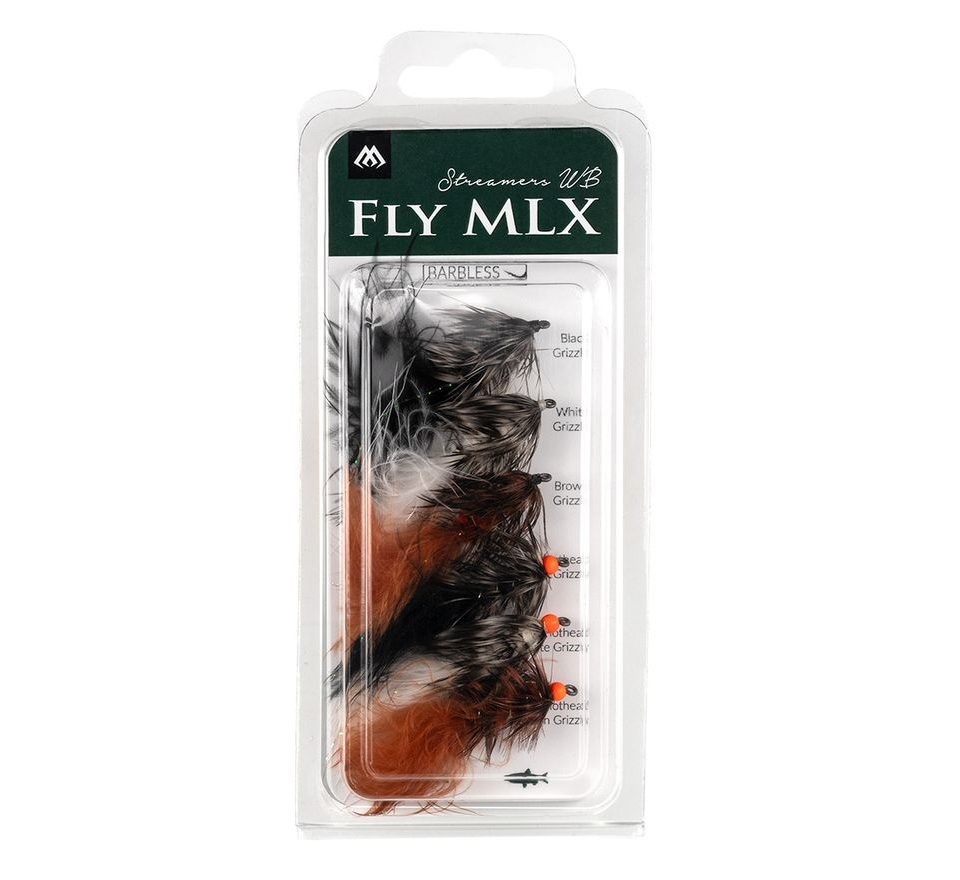 Mikado Sada umělých mušek Streamers Woolly Bugger Barbless 5ks