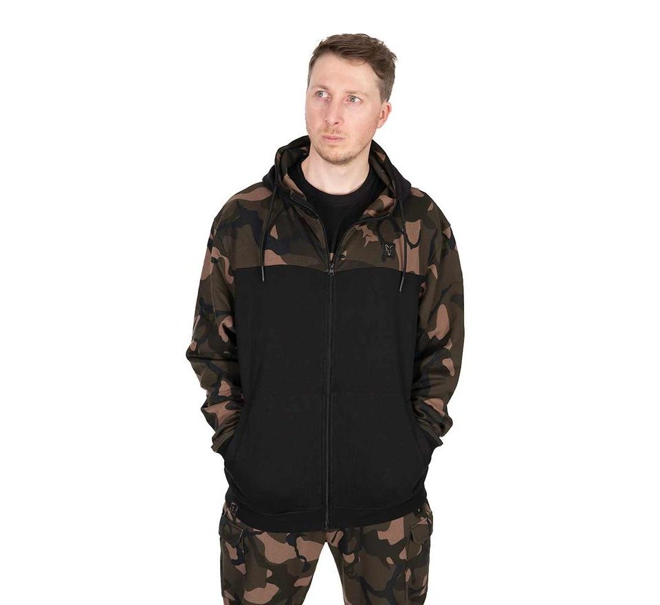 Fox Mikina LW BLack / Camo Split Zip Hoody