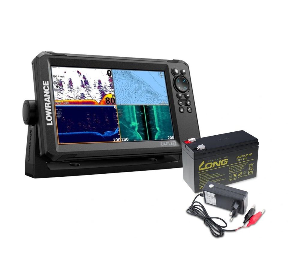 Lowrance Echolot Eagle 9 se sondou Tripleshot HD + baterie + nabíječka ZDARMA