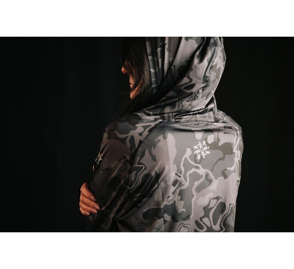 Giants fishing Funkčné tričko s dlhým rukávom UV50+ Hoodie Camo Grey