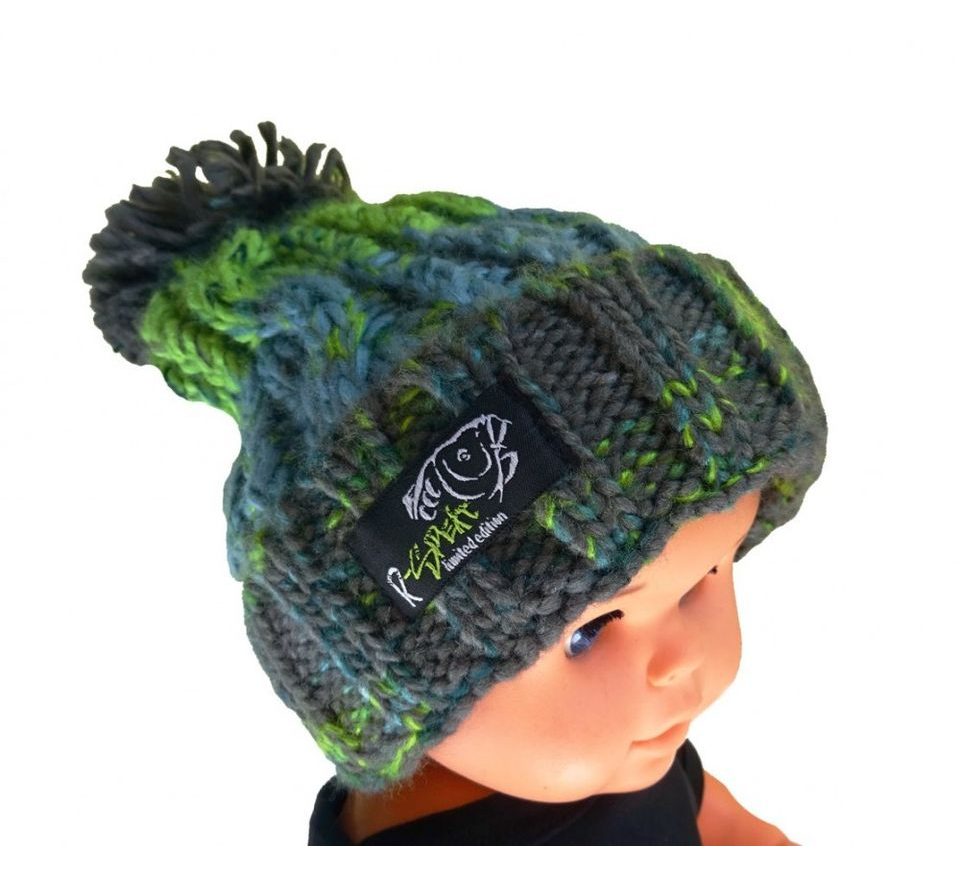 R-Spekt Dětský kulich MAXI PomPom beanie šedozelený - 52-56 cm