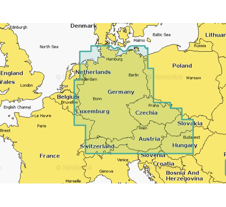 Navionics+ Mapy Nemecko, Česko, Rakúsko, Balaton