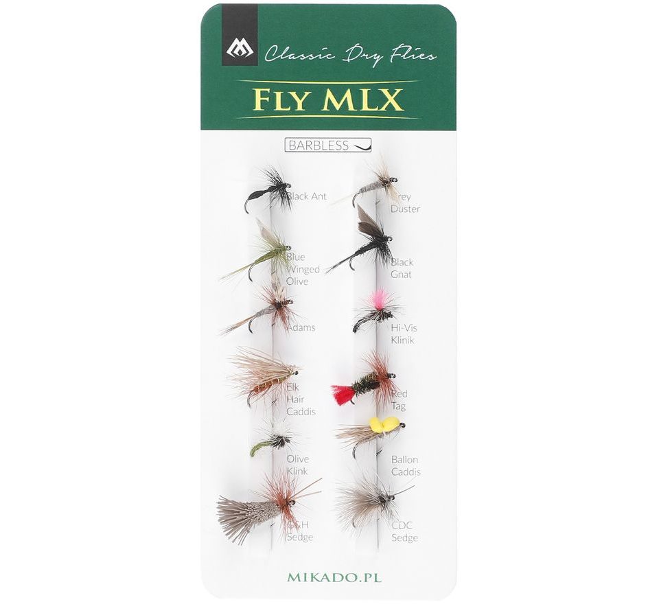 Mikado Sada suchých mušek Dry Flies Barbless 12ks
