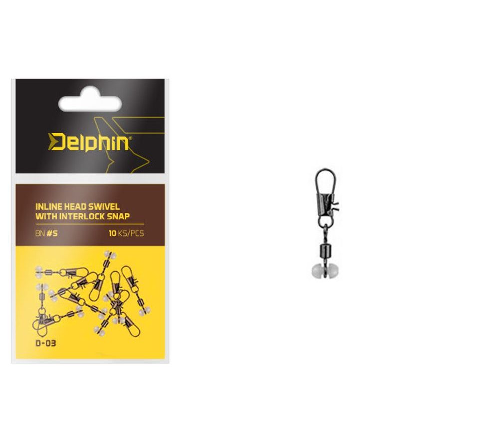 Delphin Karabinka s obratlíkem Inline Head Swivel with Interlock 10ks