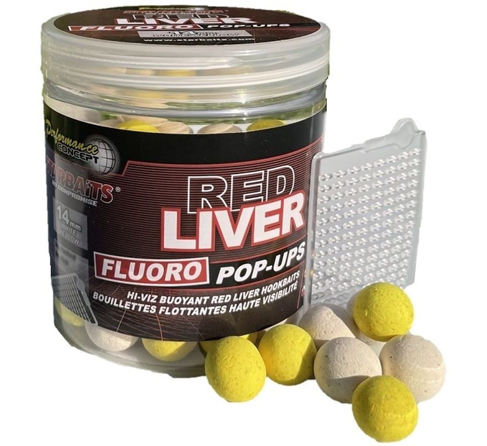 Starbaits Plovoucí boilies Fluo Red Liver 80g