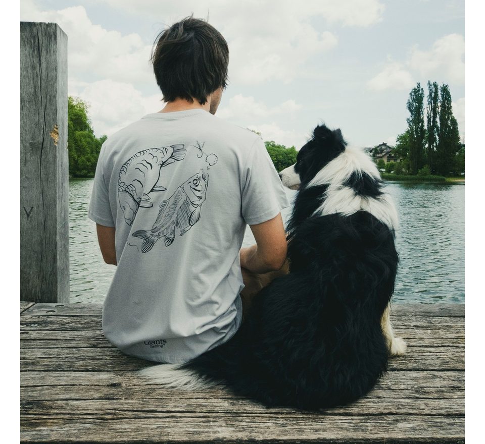 Giants fishing Tričko pánské šedé Kapr s kostrou