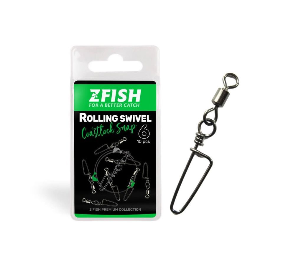 Zfish Obratlík s Karabínou Rolling Swivel & Coastlock Snap 10ks