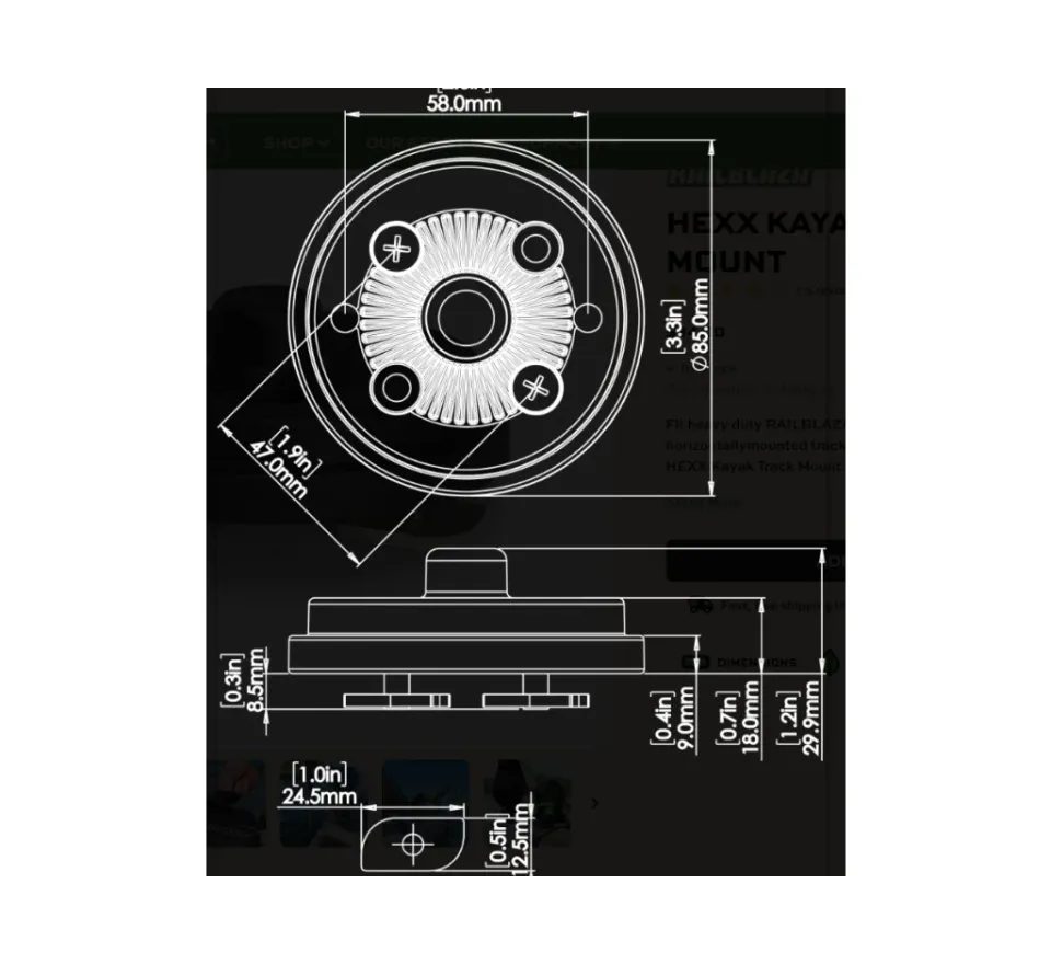Railblaza Základna HEXX Kayak Track Mount