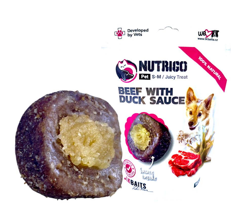 LK Baits Pet Pamlsek Nutrigo Dog Telecí s kachní omáčkou